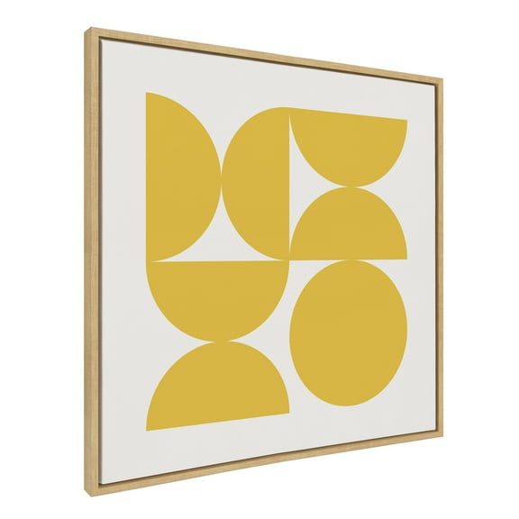 Kate and Laurel Sylvie Bold Vintage Geometric Sunshine Yellow Framed Canvas Wall Art by The Creative Bunch Studio, 30x30 Natural, Modern Abstract Art with Geometric Inspiration