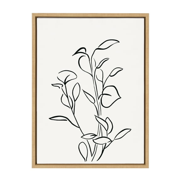 Kate and Laurel Sylvie Botanical Sketch Print No 2 Framed Canvas Wall Art by The Creative Bunch Studio, 18x24 Natural, Decorative Abstract Nature Art for Wall