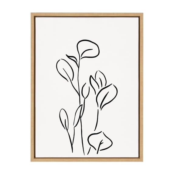 Kate and Laurel Sylvie Botanical Sketch Print No 3 Framed Canvas Wall Art by The Creative Bunch Studio, 18x24 Natural, Minimalist Abstract Botanical Print for Wall