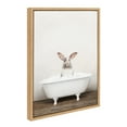 thumbnail image 1 of Kate and Laurel Sylvie Bunny in Rustic Bath Framed Canvas Wall Art by Amy Peterson Art Studio, 18x24 Natural, Modern Fun Decorative Bathtub Wall Art for Home Décor, 1 of 6