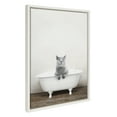 thumbnail image 1 of Kate and Laurel Sylvie Cat in Rustic Bath Framed Canvas Wall Art by Amy Peterson Art Studio, 18x24 White, Modern Fun Decorative Bathtub Wall Art for Home Décor, 1 of 6