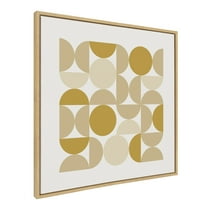 Kate and Laurel Sylvie Circles and Curves Earthy Neutral Framed Canvas Wall Art by The Creative Bunch Studio, 30x30 Natural, Mid-Century Modern Abstract Art for Wall