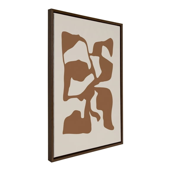 Kate and Laurel Sylvie Distorted Shapes of Brown and Tan Framed Canvas Wall Art by The Creative Bunch Studio, 23x33 Brown, Contemporary Abstract Bold Art for Wall