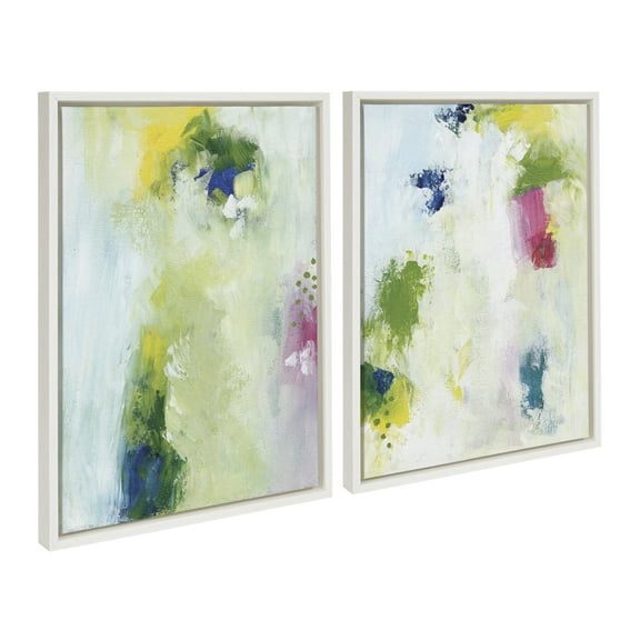Kate and Laurel Sylvie Dreamy Maple Forest I and II Framed Canvas Wall Art Set by Nikita Jariwala, 2 Piece Set 18x24 White, Soft Abstract Brushstrokes Art Set for Wall Decor