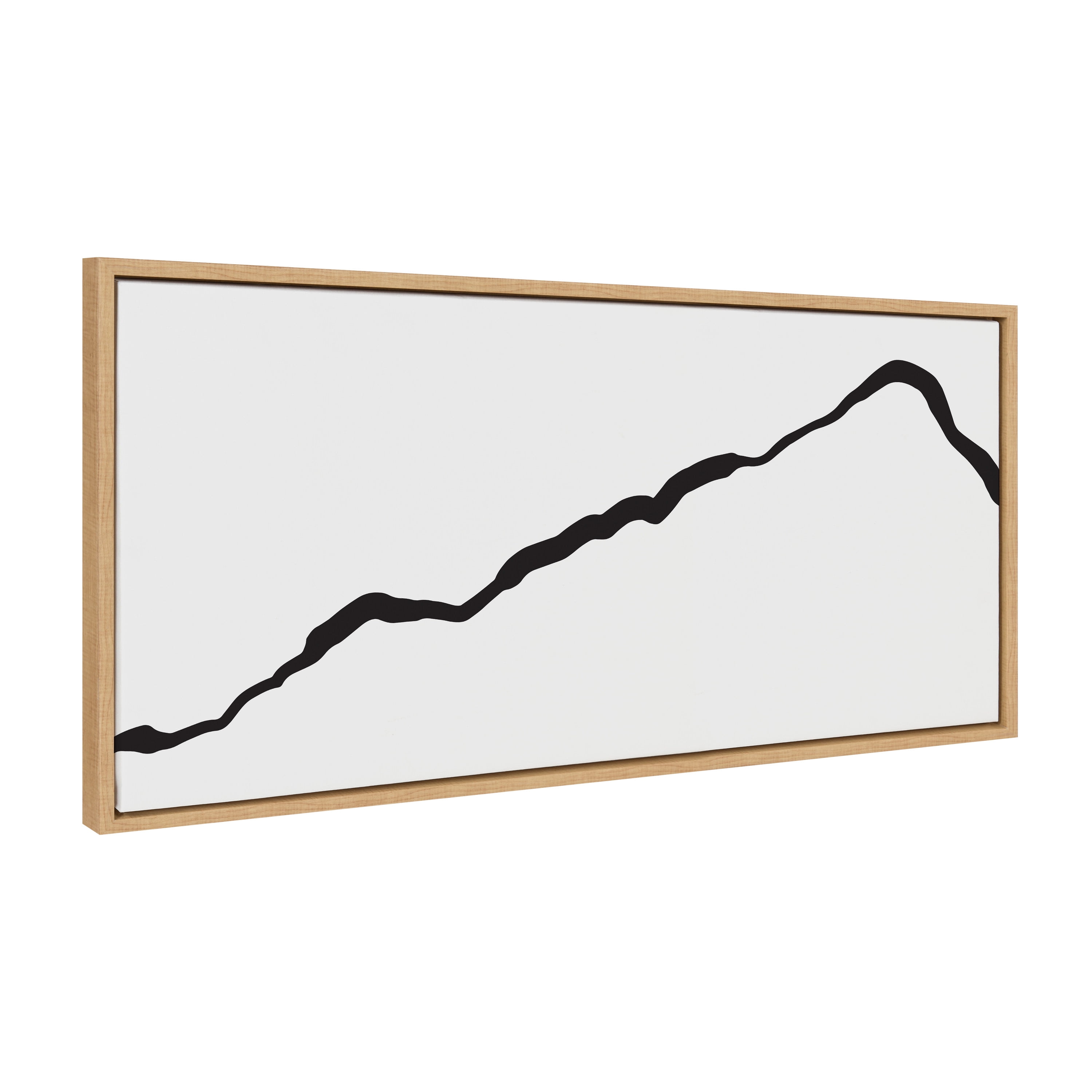 Natural Framed Abstract Mountain Landscape Canvas Print, 18x40