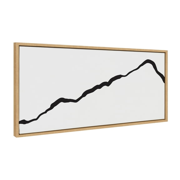 Kate and Laurel Sylvie Elevated Abstract Minimalist Mountain Landscape Framed Canvas Wall Art by The Creative Bunch Studio, 18x40 Natural, Minimal Mountainous Landscape Art for Wall