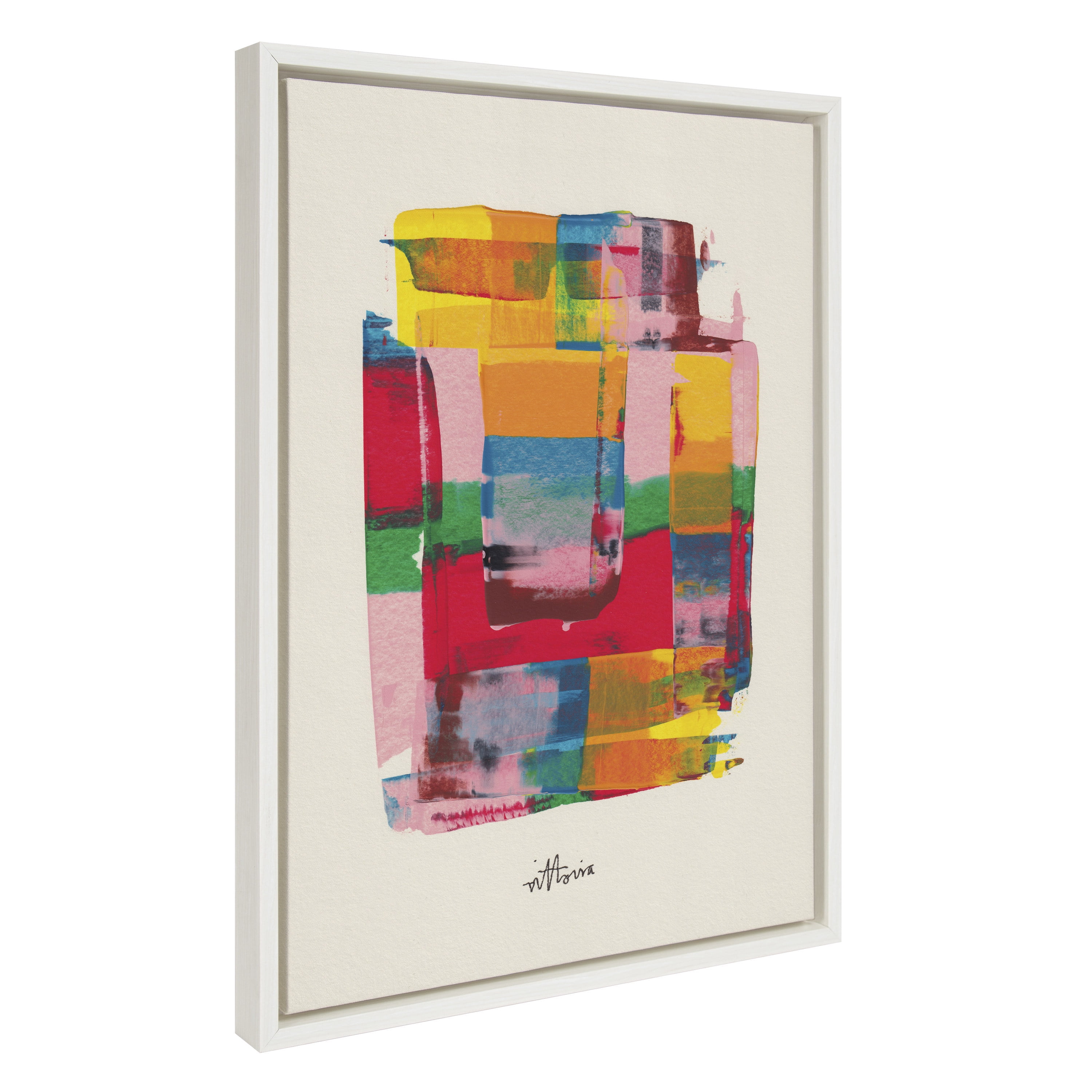 Amber Vittoria Colorful Abstract Geometric Canvas Art, 18x24 White Frame