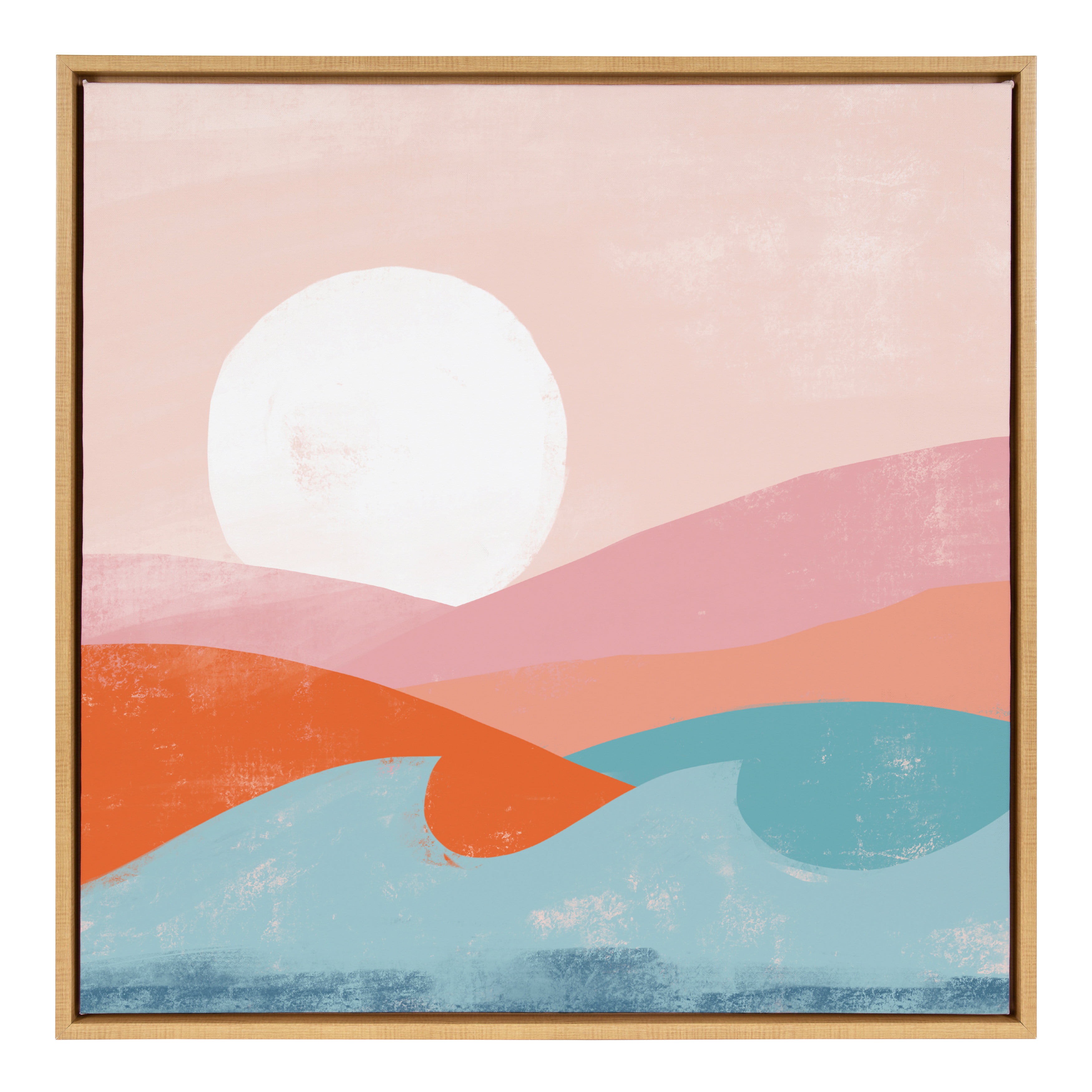 Kate and Laurel Sylvie Endless Summer Framed Canvas By Kate Aurelia Holloway,  30x30 Natural, Calming Wall Art for Bedroom, Living Room, Dining Room or  Entryway