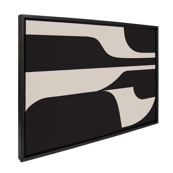 Kate and Laurel Sylvie Eye Catching Sleek Abstract 6 Black and Beige Framed Canvas Wall Art by The Creative Bunch Studio, 23x33 Black, Modern Contemporary Art for Wall
