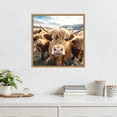 thumbnail image 1 of Kate and Laurel Sylvie Funny Animal Highland Cow Selfie Framed Canvas Wall Art by The Creative Bunch Studio, 22x22 Natural, Funny Cute Animal Art for Wall, 1 of 7