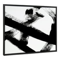 Kate and Laurel Sylvie Gesture I BW Framed Canvas Wall Art by Amy Lighthall, 28x38 Black, Oversized Minimalist Abstract Art, Black and White Wall Décor