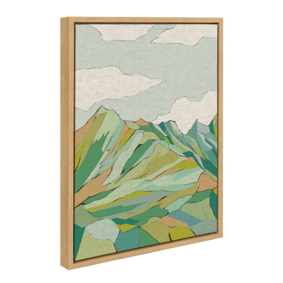 Kate and Laurel Sylvie Graubunden Framed Canvas Wall Art by Nikita Jariwala, 18x24 Natural, Soft Colorful Nature Mountain Landscape Art for Wall Home Decor