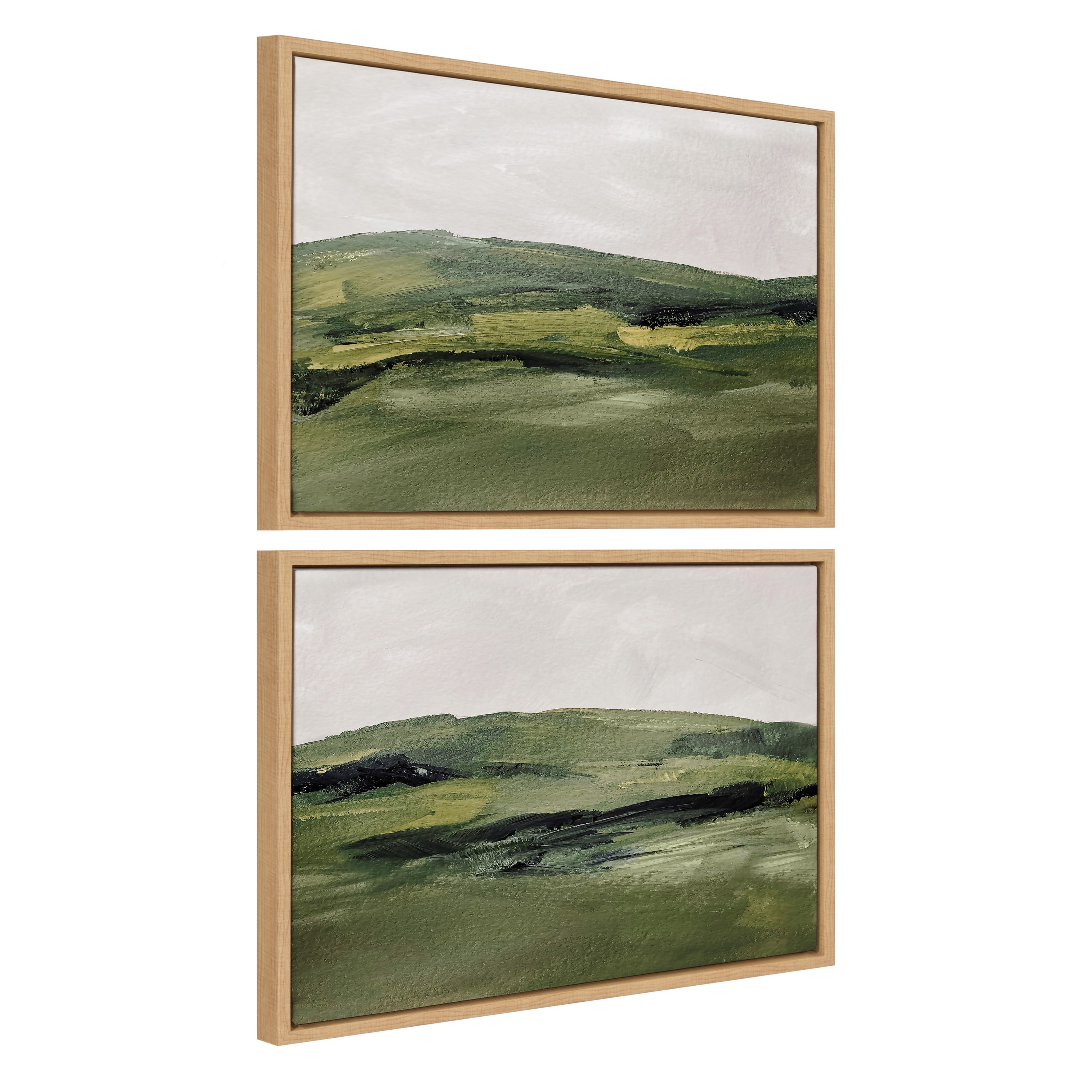 Natural Green Mountain Landscape Canvas Art Set, 18x24, 2 Piece