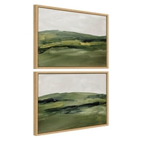 Kate and Laurel Sylvie Green Mountain Landscape I and II Framed Canvas Wall Art Set by Amy Lighthall, 2 Piece Set 18x24 Natural, Modern Soft Watercolor Nature Landscape Art for Wall Home Decor