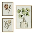 thumbnail image 1 of Kate and Laurel Sylvie Greenery Vase, Wild King Protea and Wild Banksia Framed Canvas Wall Art Set by Sara Berrenson, 3 Piece Set Natural, Soft Plant Greenery Art for Wall, 1 of 6