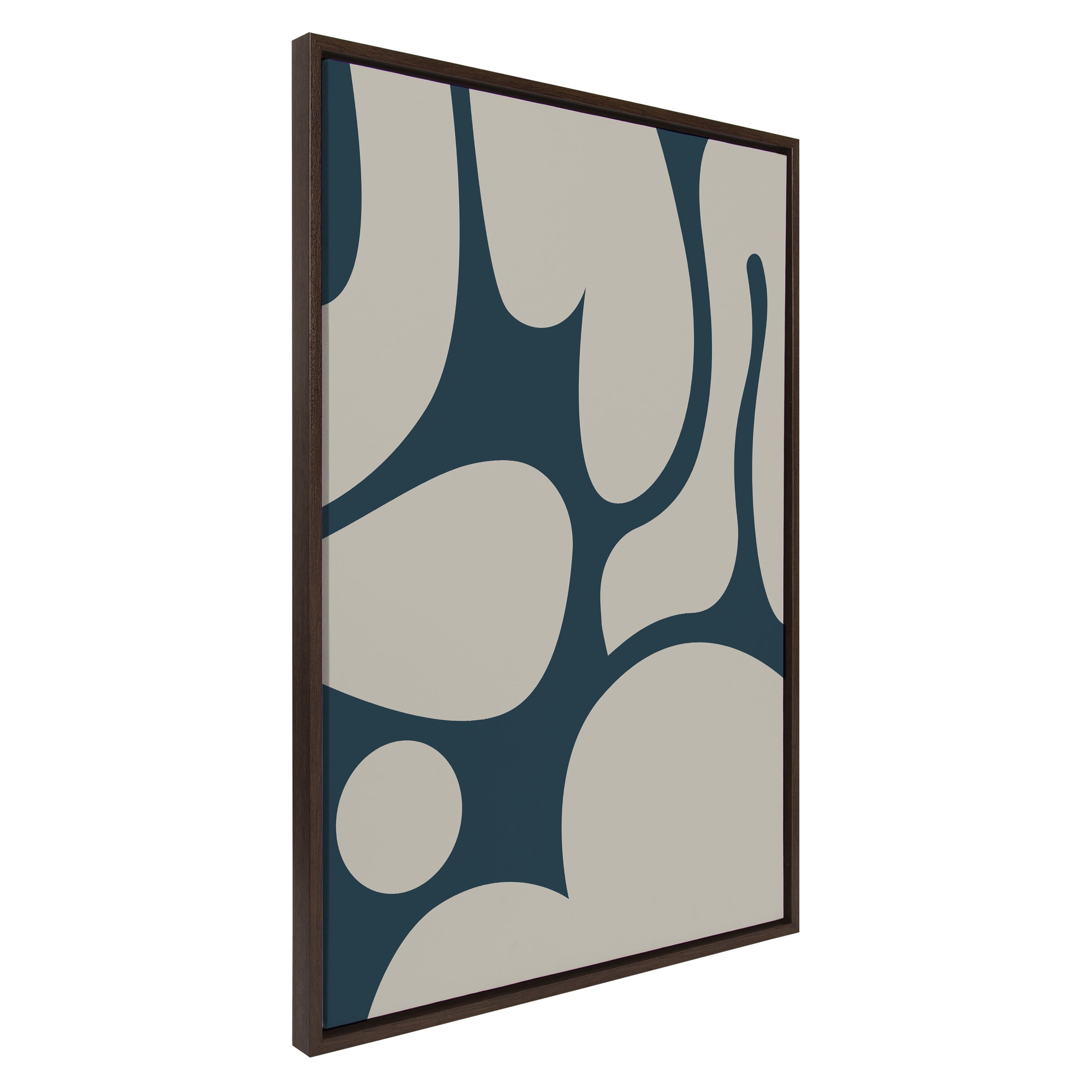 Groovy Happy Abstract Dark Green Teal and Tan Canvas Wall Art, 28x38