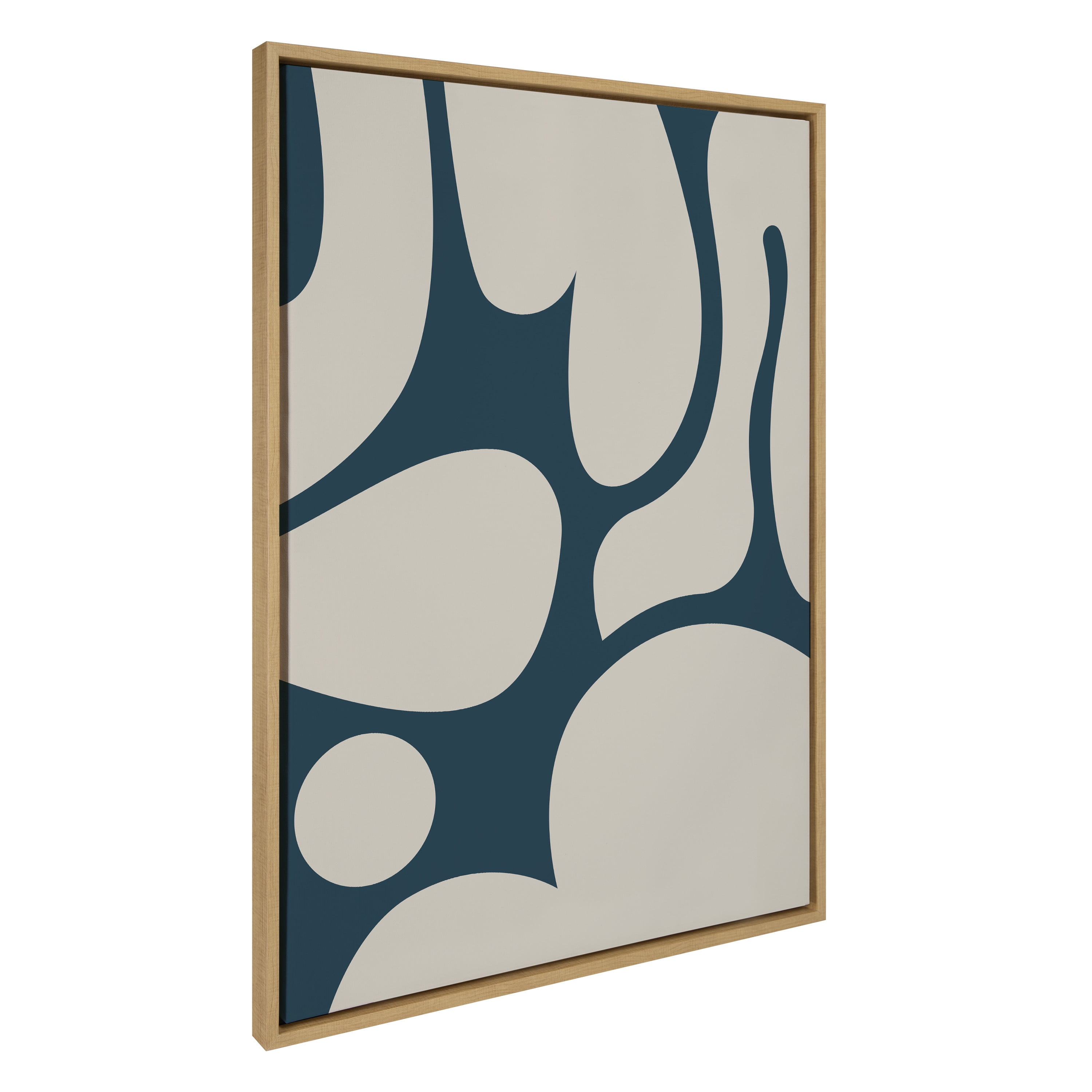 Natural Framed Abstract Canvas Wall Art in Dark Green and Tan, 28x38