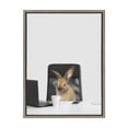 thumbnail image 1 of Kate and Laurel Sylvie Hello, I’m Reese the VP of HR Framed Canvas Wall Art by The Creative Bunch Studio, 18x24 Gray, Whimsical Rabbit Animal Art for Office, 1 of 8