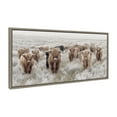 thumbnail image 1 of Kate and Laurel Sylvie Herd of Highland Cows Color Framed Canvas Wall Art by The Creative Bunch Studio, 18x40 Gray, Decorative Farmhouse Decor for Wall, 1 of 6