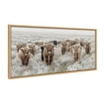 thumbnail image 1 of Kate and Laurel Sylvie Herd of Highland Cows Color Framed Canvas Wall Art by The Creative Bunch Studio, 18x40 Natural, Decorative Farmhouse Art for Wall, 1 of 6