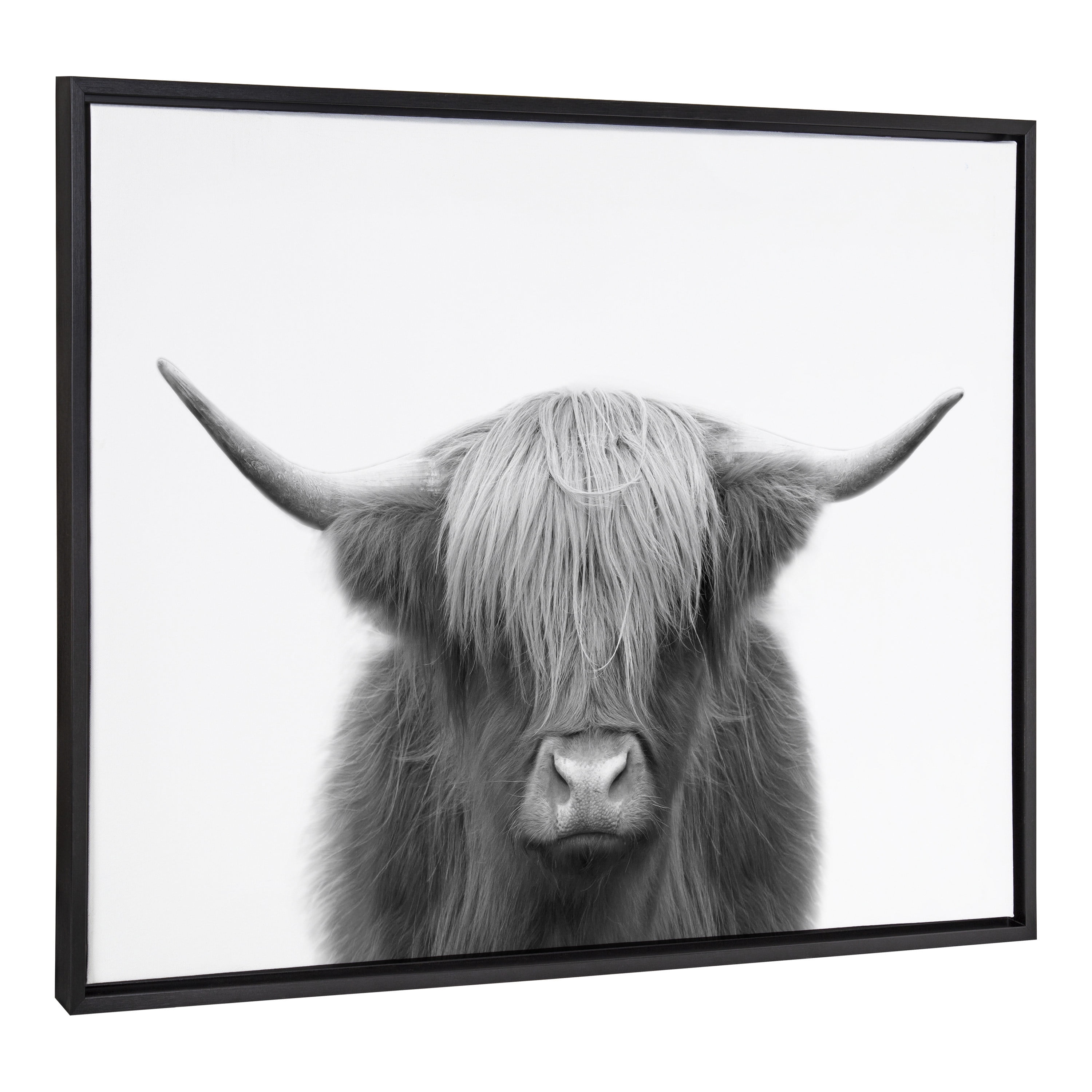 Hey Dude Highland Cow Black and White Canvas Wall Art