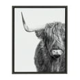 thumbnail image 1 of Kate and Laurel Sylvie Highland Cow Black and White Portrait Dark Gray Framed Canvas by Amy Peterson, 18x24 Gray, Adorable Wall Decor for Living Room, Nursery, 1 of 5