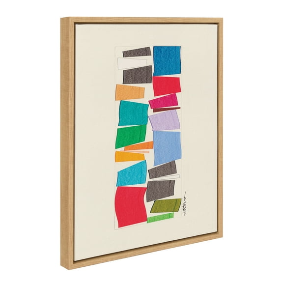 Kate and Laurel Sylvie I Am A Collector Framed Canvas Wall Art by Amber Vittoria, 18x24 Natural, Modern Abstract Colorful Geometric Art for Wall Decor