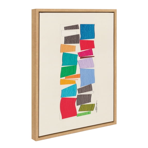 Kate and Laurel Sylvie I Am A Collector Framed Canvas Wall Art by Amber Vittoria, 18x24 Natural, Modern Abstract Colorful Geometric Art for Wall Decor