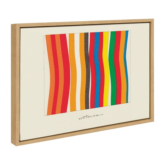 Kate and Laurel Sylvie Im Parallel to Myself Framed Canvas Wall Art by Amber Vittoria, 18x24 Natural, Modern Abstract Colorful Geometric Art for Wall Decor