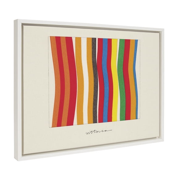 Kate and Laurel Sylvie Im Parallel to Myself Framed Canvas Wall Art by Amber Vittoria, 18x24 White, Modern Abstract Colorful Geometric Art for Wall Decor