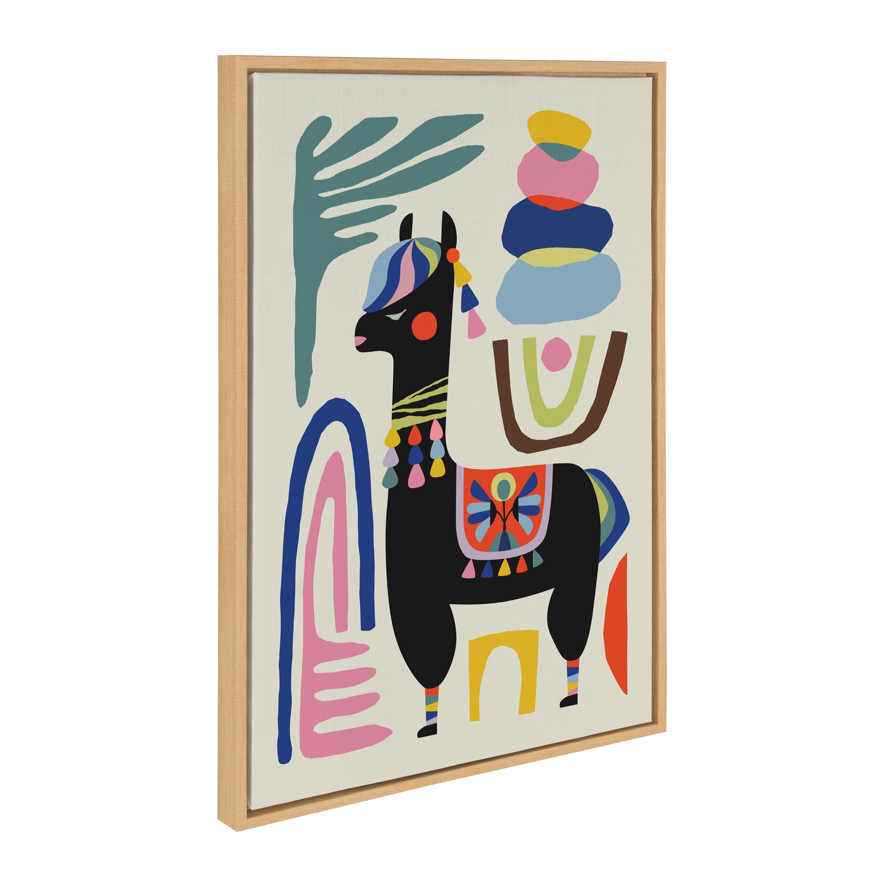 Colorful Abstract Llama Canvas Print for Kids' Nursery