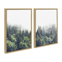 Kate and Laurel Sylvie Lush Green Forest on a Foggy Day Left and Right Framed Canvas Wall Art Set by The Creative Bunch Studio, 2 piece 18x24 Natural, Nature Mountains Landscape Art Set for Wall