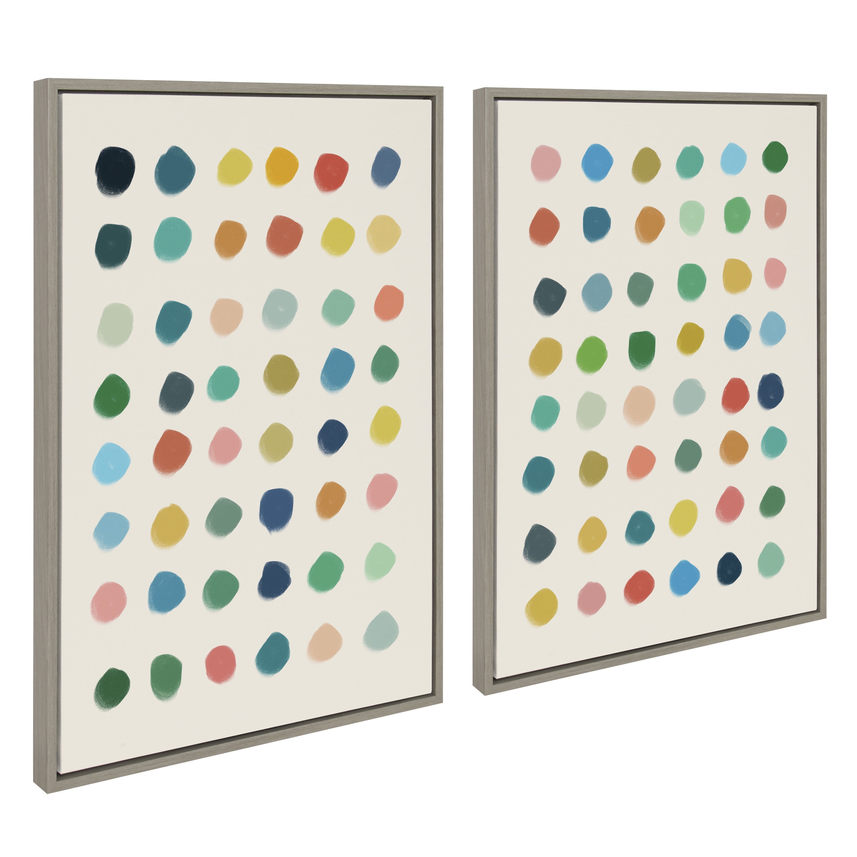 Colorful Abstract Polka Dot Canvas Wall Art Set