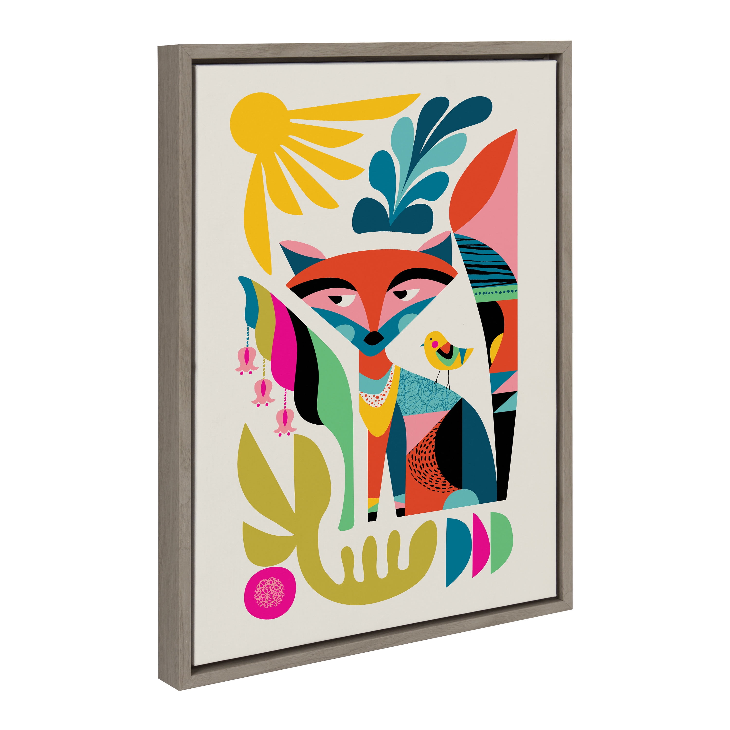 Colorful Abstract Fox Canvas Wall Art for Kids Nursery