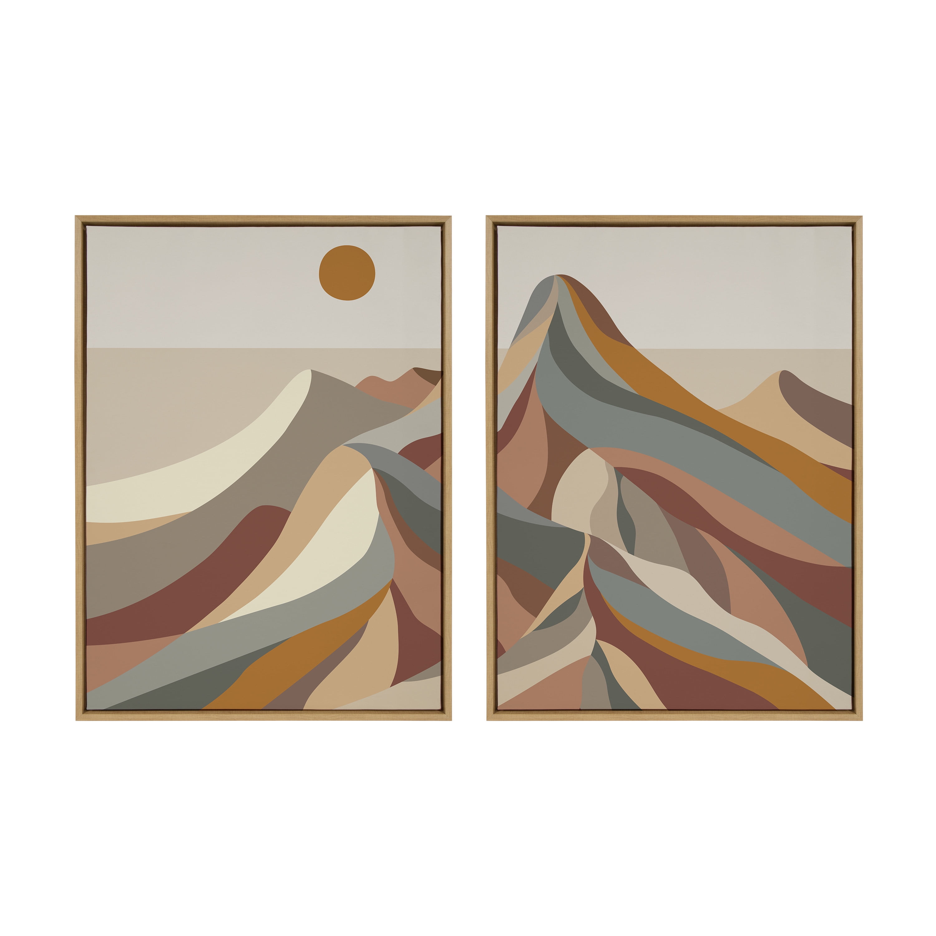 Colorful Mid-Century Modern Mountain Landscape Canvas Art Set