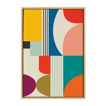 Kate and Laurel Sylvie Mid Century Modern Pattern Framed Canvas Wall Art by Rachel Lee of My Dream Wall, 23x33 Natural, Colorful Abstract Art Print for Wall
