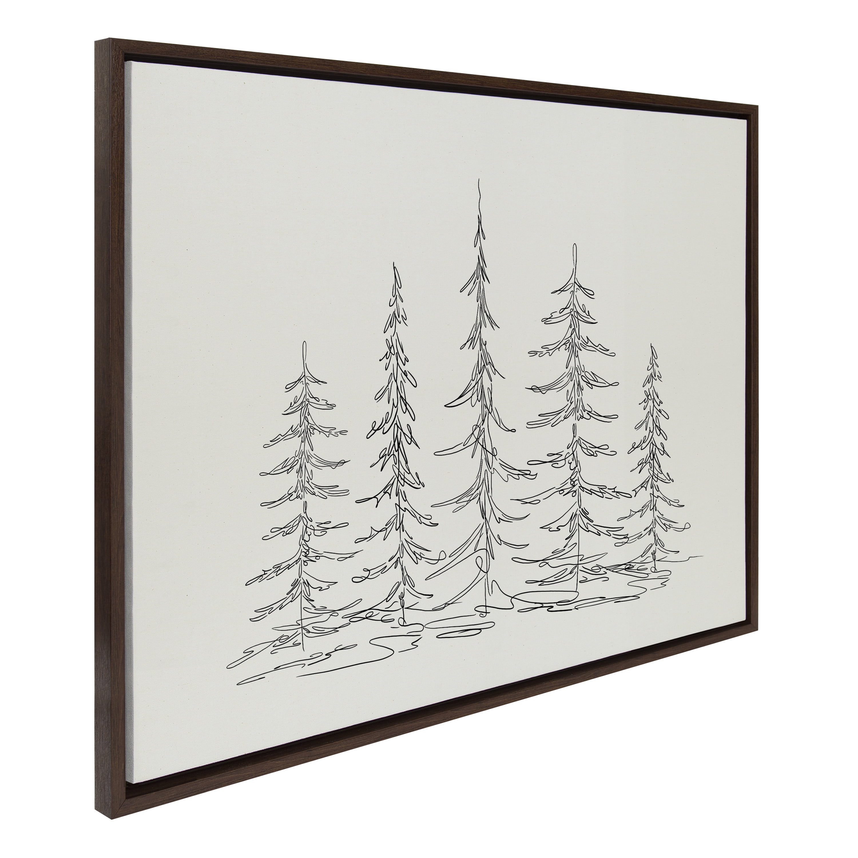 Minimalist Evergreen Trees Sketch Framed Canvas Wall Art, 28x38