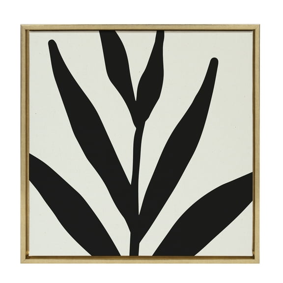 Kate and Laurel Sylvie Modern Botanical Neutral Abstract 1 Framed Canvas Wall Art by The Creative Bunch Studio, 22x22 Gold, Decorative Botanical Print for Wall