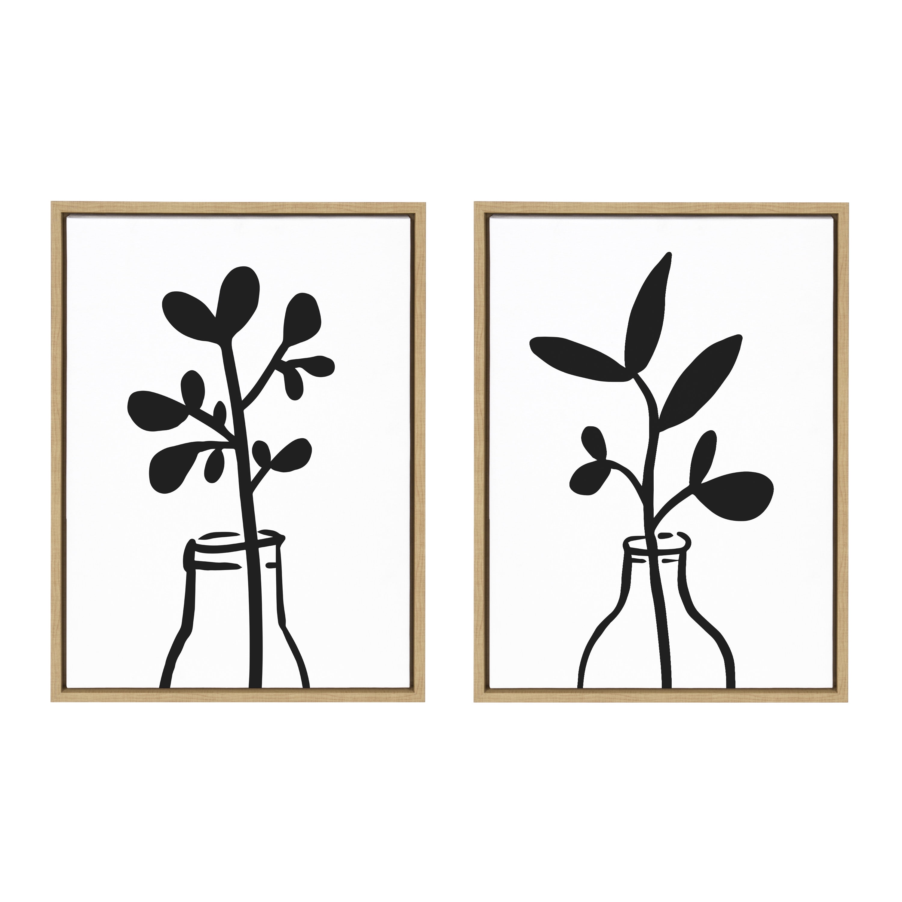 Kate and Laurel Sylvie Modern Botanical Vase Framed Canvas Wall Art Set by  The Creative Bunch Studio, Piece 18x24 Natural, Nature Still Life Art for  Wall
