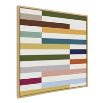 Kate and Laurel Sylvie Modern Color Block Stacks I Framed Canvas Wall Art by The Creative Bunch Studio, 30x30 Natural, Retro Modern Abstract Wall Decor