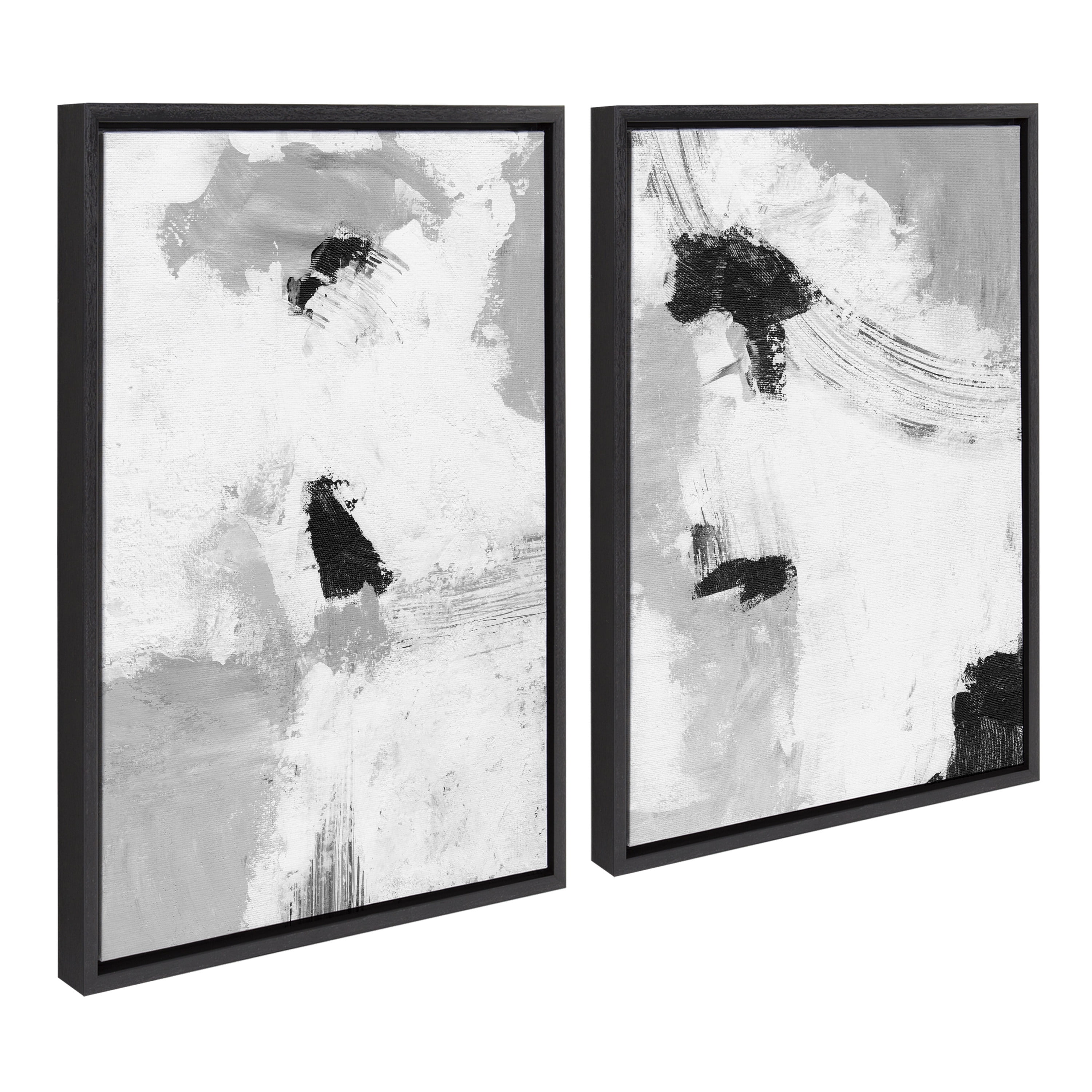 Monochrome Black and White Abstract Canvas Art Set