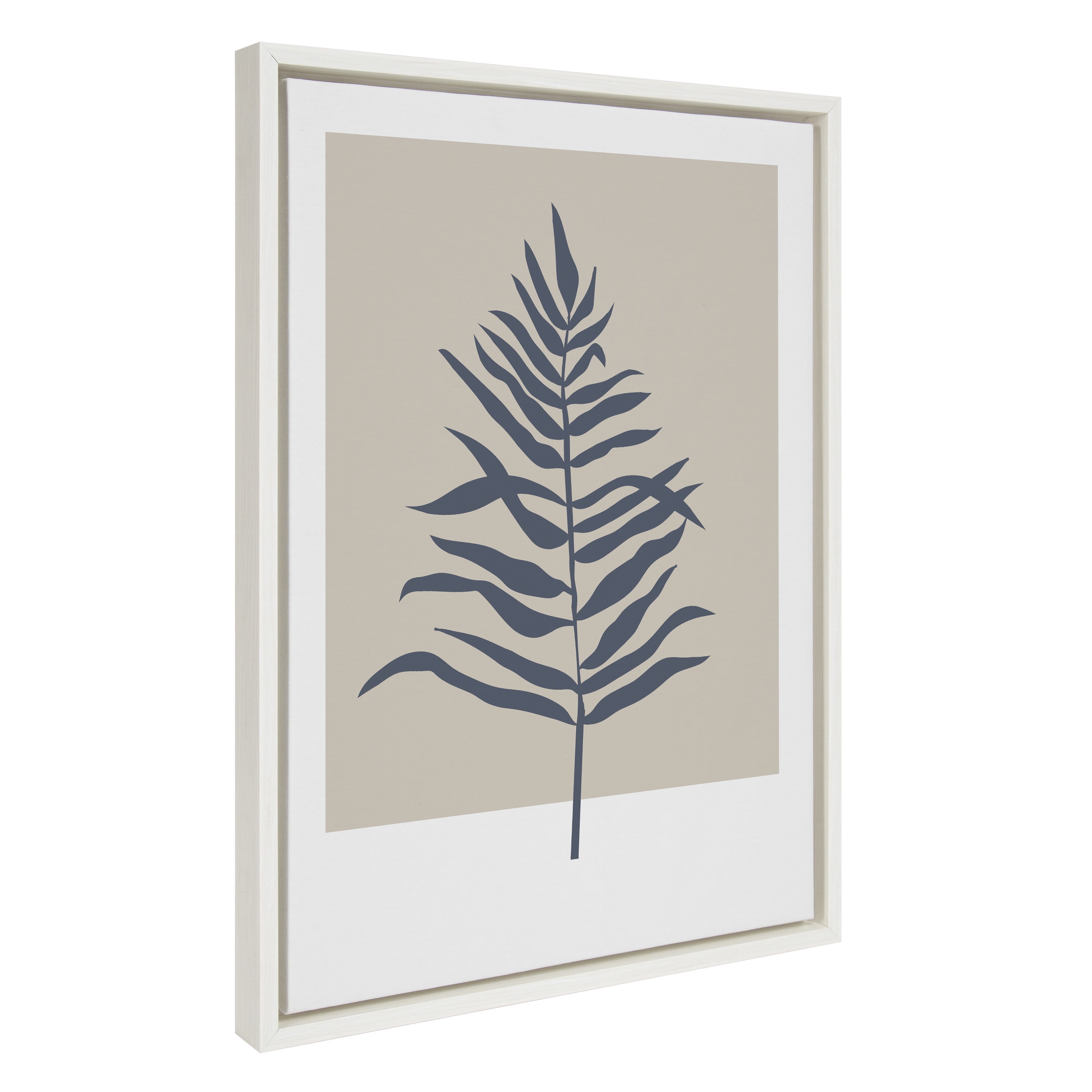 Muted Tan and Blue Botanical Fern Canvas Wall Art
