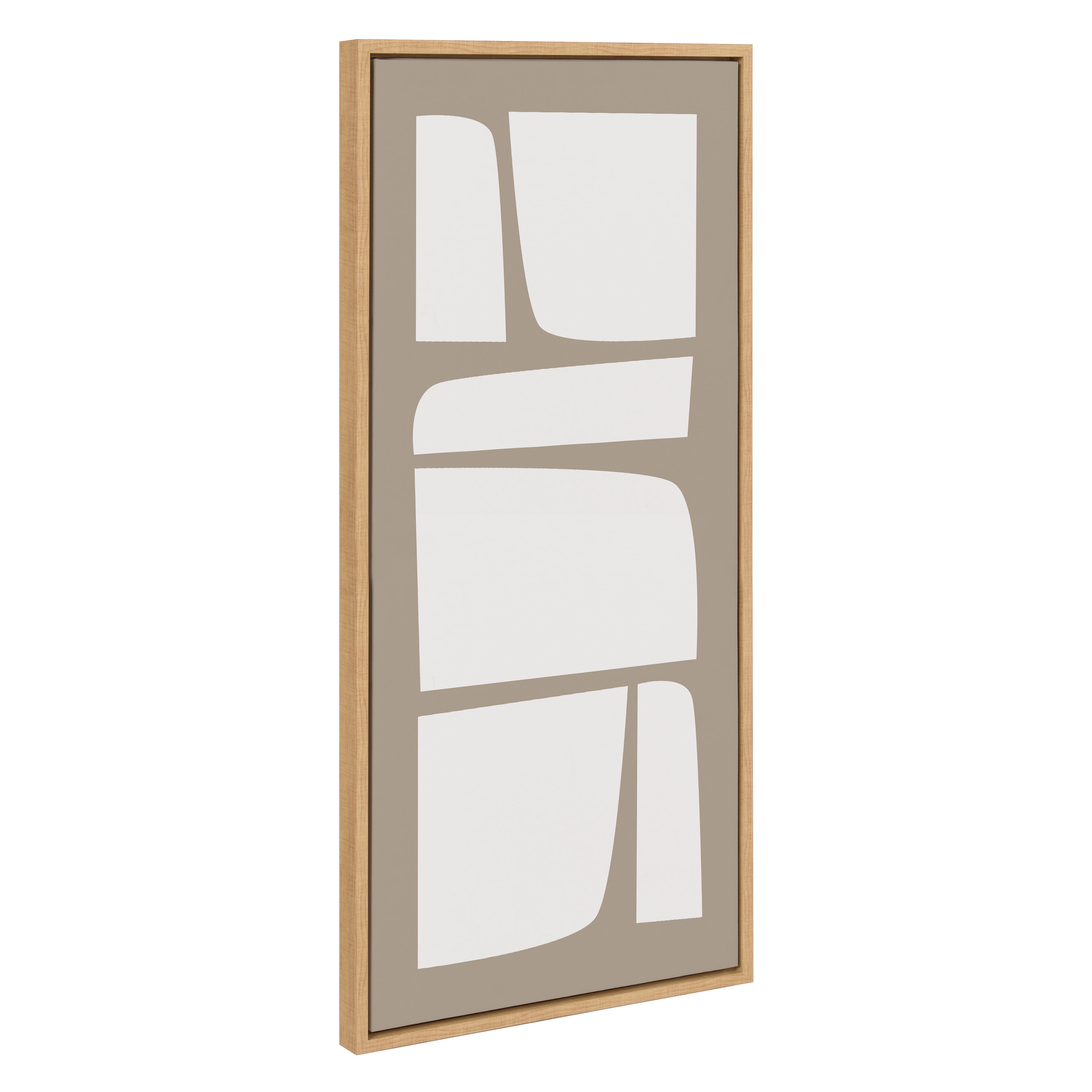 Neutral Abstract Shapes Canvas Wall Art with Natural Frame