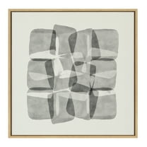 Kate and Laurel Sylvie Neutral Mod Abstraction Black and White Framed Linen Textured Canvas Wall Art by Amy Lighthall, 30x30 Natural, Decorative Modern Art Print for Wall