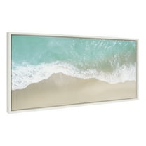 Kate and Laurel Sylvie Ocean Beach Fantasy Framed Canvas Wall Art by The Creative Bunch Studio, 18 x 40, White, Chic Tropical Beach Art, Panel Wall Décor