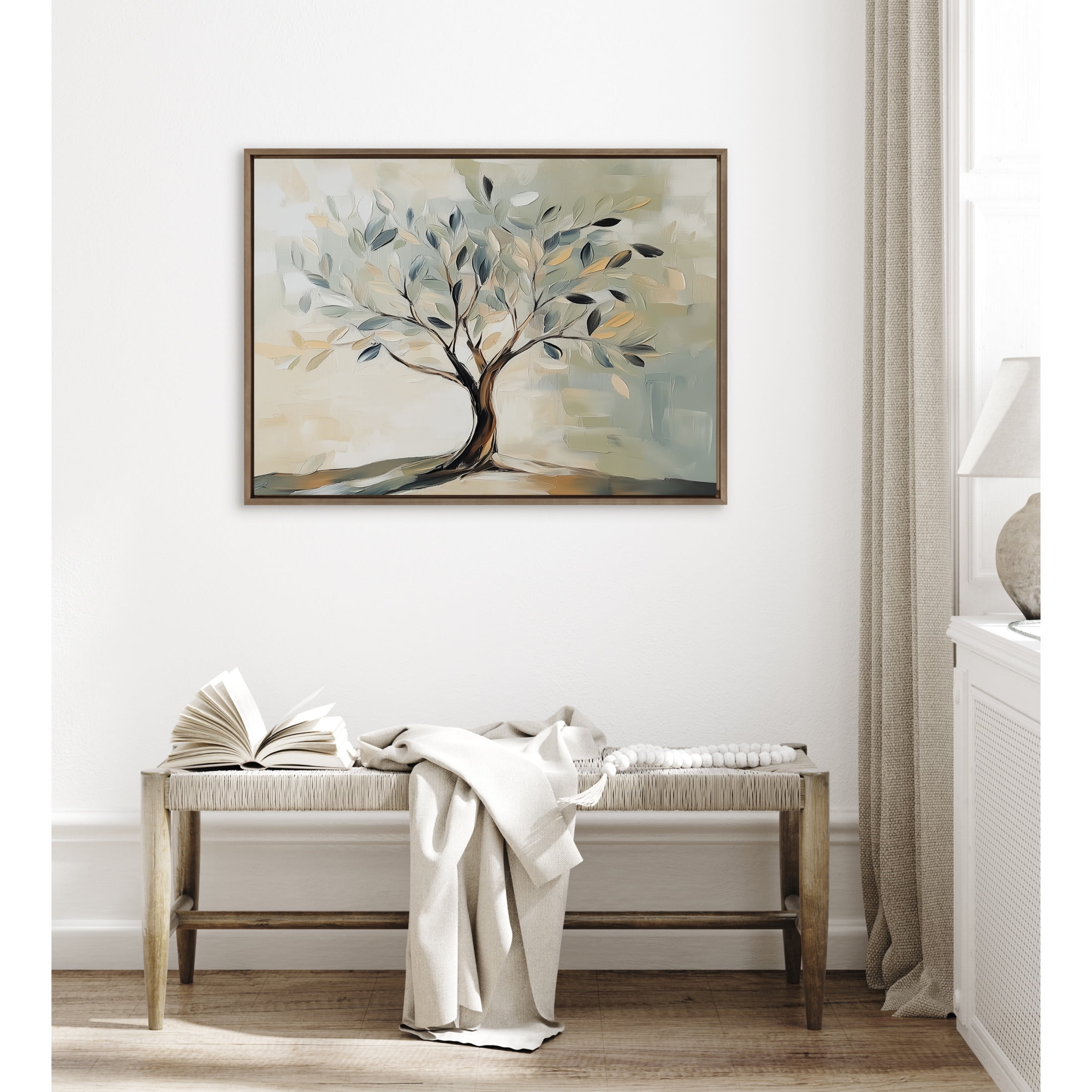 Oliver Tree Abstract Kate and Laurel Sylvie Olive Tree Abstract Landscape Framed Canvas Wall ...