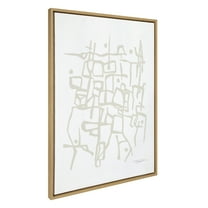 Kate and Laurel Sylvie Organic Lines Neutral Framed Canvas Wall Art by Statement Goods, 28x38 Natural, Minimalist Neutral Modern Abstract Art, Simple Modern Wall Décor