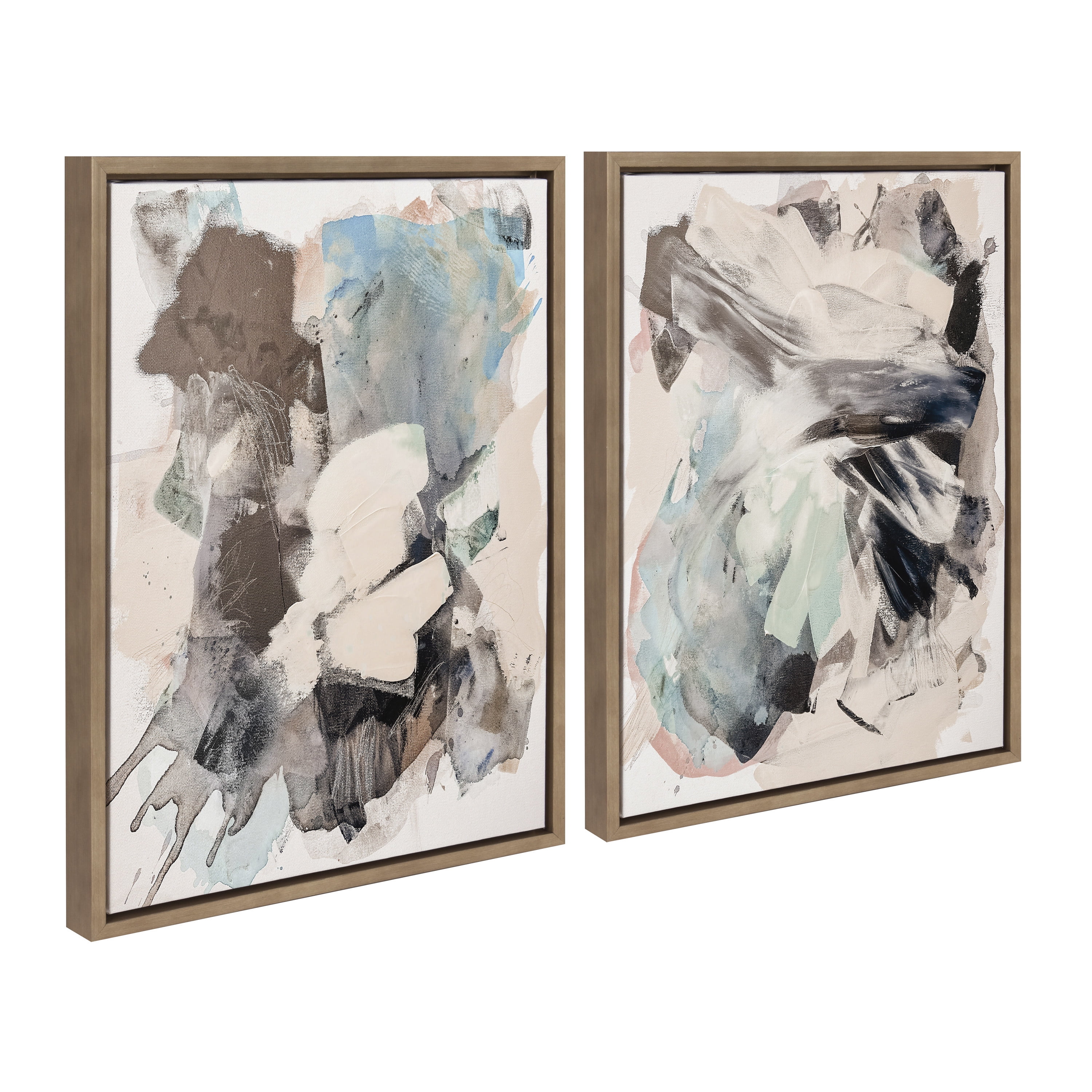 Gold Framed Abstract Canvas Art Set, 18x24, 2-Piece
