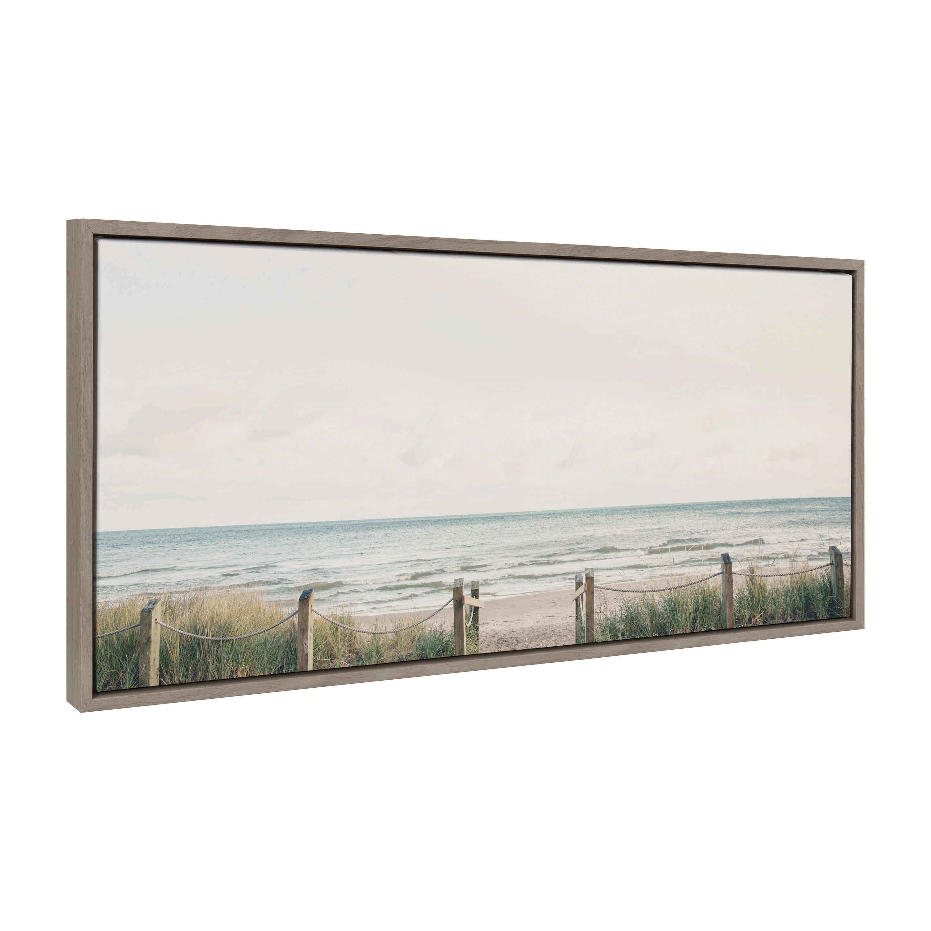 Pale Sky Coastal Canvas Print with Gray Frame, 20x43