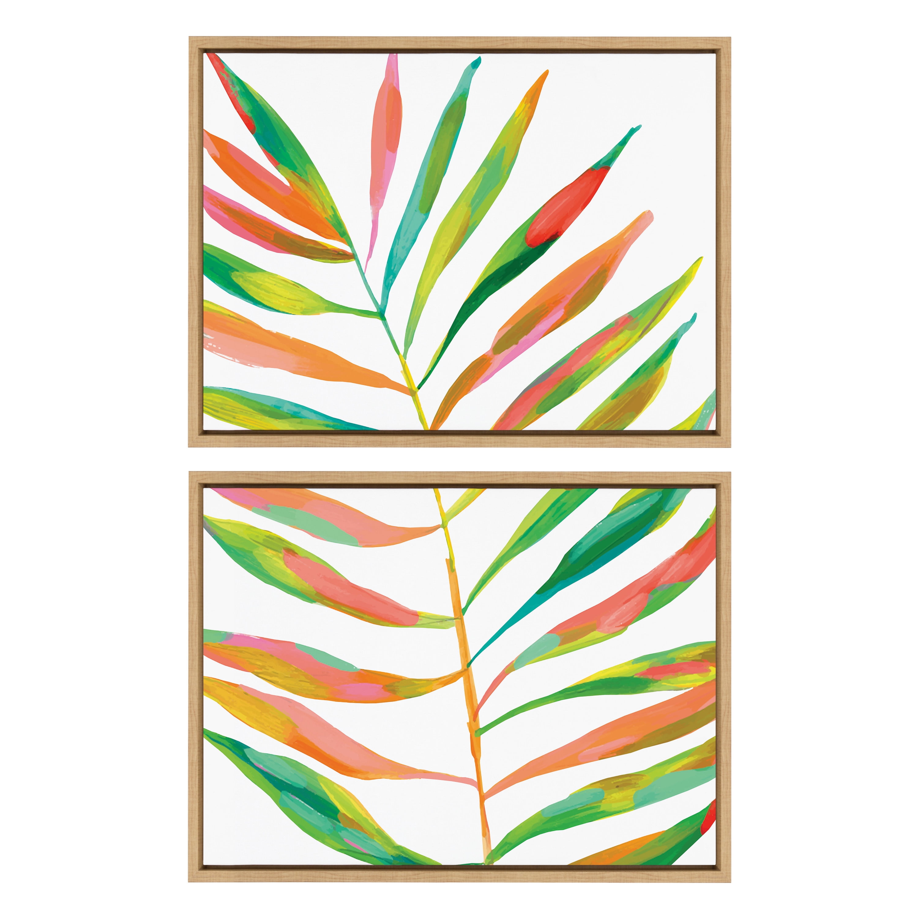 Natural Colorful Plant Leaf Canvas Art Set, 18x24, 2 Pieces